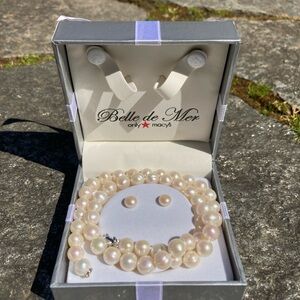 Belle de Mer Freshwater Pearl Necklace and Earring Set